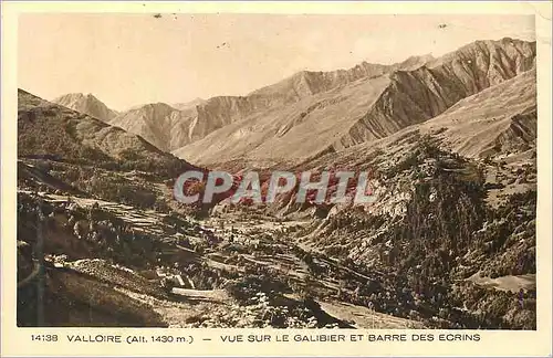Cartes postales 14138 valloire (alt 1430m) vue sur le galibier et barre des ecrins