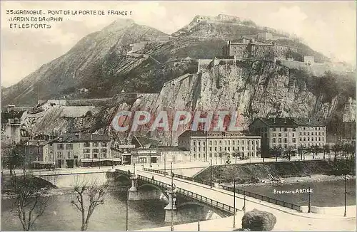 Cartes postales 35 grenoble pont de la porte de france et jardin de dauphin et les forts