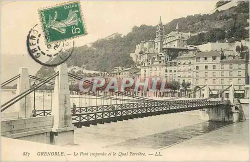 Cartes postales 887 grenoble le pont suspendu et la quai perriere ll