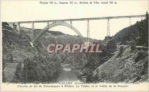 Cartes postales Garabit (cantal) chemin de fer de neussarques a beziers le viadue et la vallee de la truyere