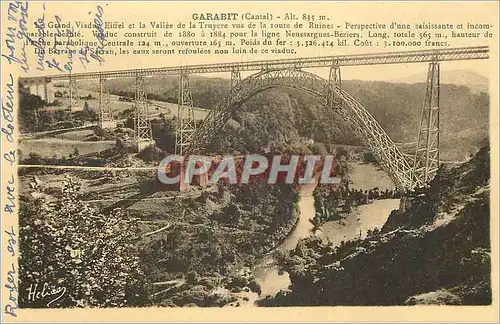 Cartes postales Garabit (cantal) chemin de fer de neussarques a beziers le viadue et la vallee de la truyere