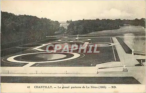 Cartes postales 41 chantilly le grand parterre de le notre (1665) nd