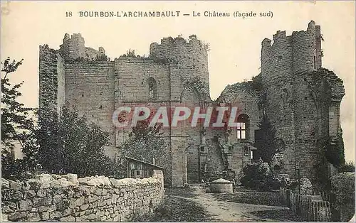 Cartes postales 18 bourbons l archambault le chateau (facade sud)