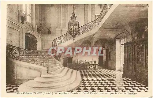 Cartes postales 106 chateau d anet (e et l) vestibule d entree et grand escalier construit par le duc de vendome