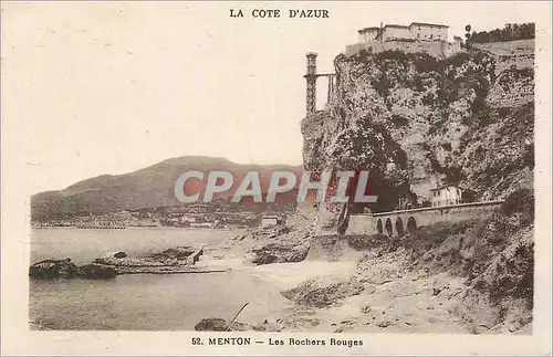 Cartes postales La cote d azur 52 menton les rochers rouges