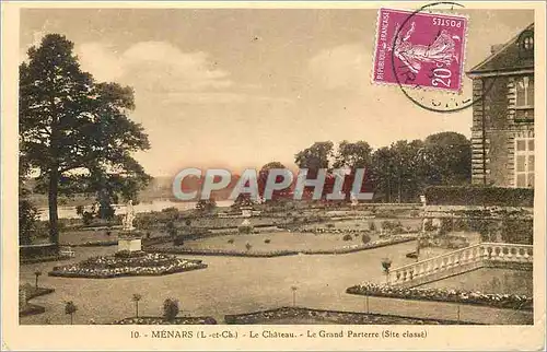 Cartes postales 10 menars (l et ch) le chateau le grand parterre (site classe)