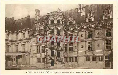 Cartes postales 2 chateau de blois facade francois 1 et grand escalier