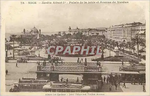 Cartes postales 75 nice jardin albert 1 palais de la jetee et avenue de verdun Tramways