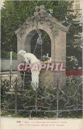Cartes postales Les basses pyrenees 519 pau la fontaine de l avennue thieks (don de m latapik oeuvre de m gabard
