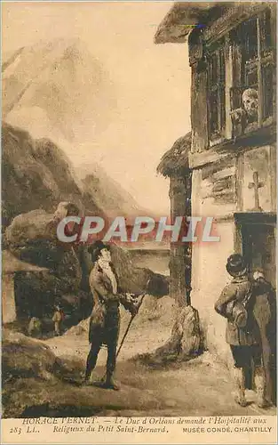 Cartes postales Horace pernet le duc d orleans demande l hospitalite aux religieux du patit saint bernard musee