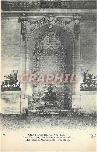 Cartes postales Chateau de chantilly les ecuries fontaine monumentale