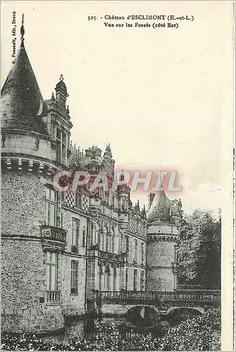 Cartes postales 305 chateau d esclimont (e et l) vue sur les fosses (cote est)
