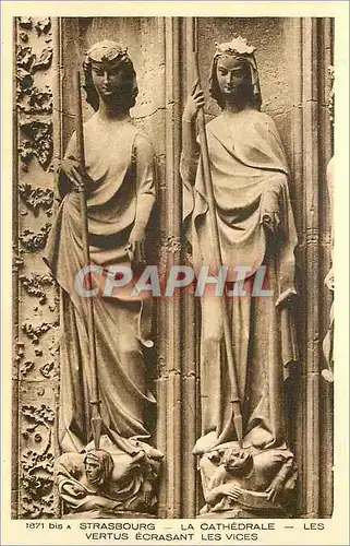 Cartes postales 1871 bis strasbourg cathedrale les vertus ecrasant les vices