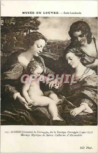 Cartes postales musee du louvre ecole lombarde le correge mariage mystique de ste catherine d alexandrie