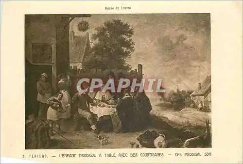 Cartes postales Musee du louvre d teniers l enfant prodigue a table avec des courtisanes