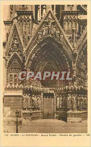 Cartes postales 178 reims la cathedrale grand portail porche de gauche