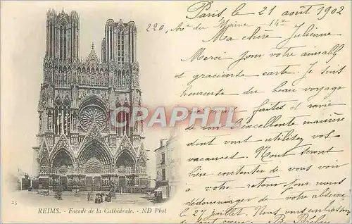Cartes postales Reims facade de la cathedrale (carte 1900)