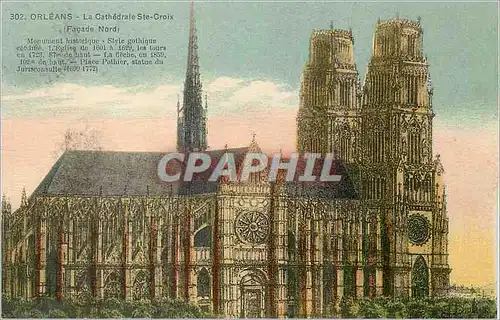 Cartes postales 302 orleans la cathedrale ste croix (facade nord)