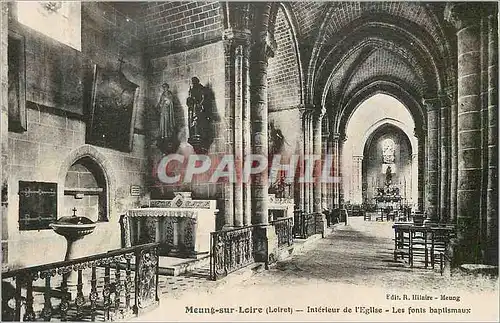 Cartes postales Meung sur loire (loiret) interieur de l eglise les fonts baptismaux