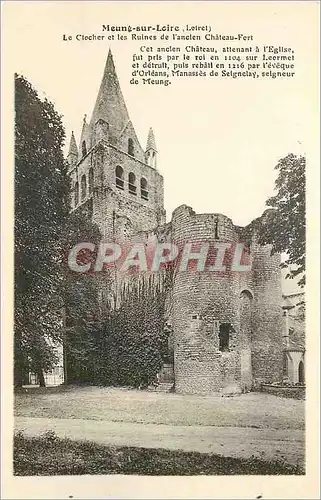Cartes postales Meung sur loire (loiret) le clocher et les ruines de l'ancien chateau fort