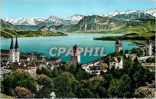 Cartes postales moderne Luzern hofkirche museggturme und die alpen