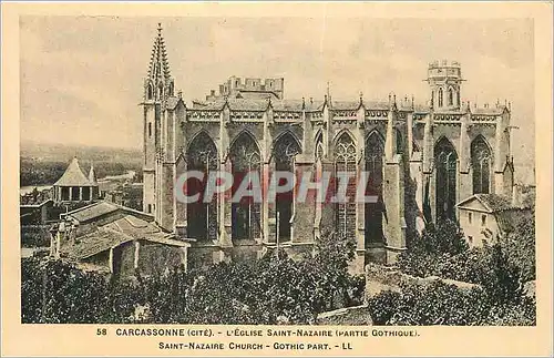 Cartes postales 58 carcassonne(cite) l eglise saint nazair(partie gothique) saint nazaire church gothic