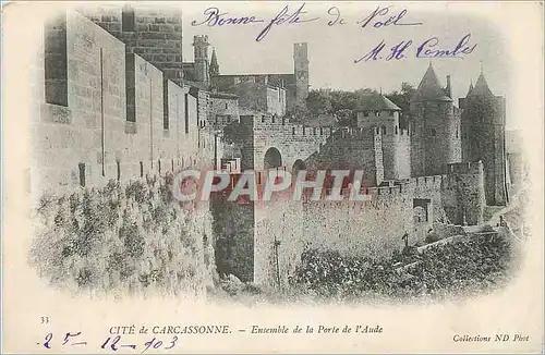 Ansichtskarte AK Cite de carcassonne ensemble de la porte de l aude (carte 1900)