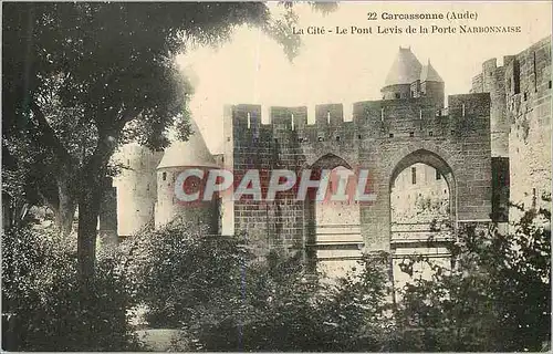 Cartes postales 22 carcassonne(aude) la cite le pont levis de la porte narbonnaise