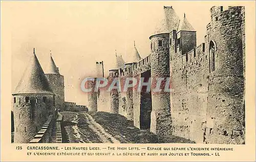 Cartes postales 125 carcassonne les hautes lices the high lists espace qui separe l enceinte interieure et l enc