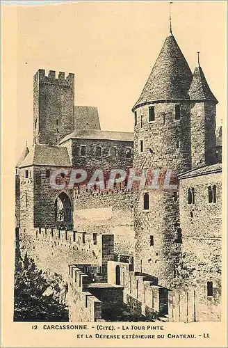 Cartes postales 12 carcassonne(cite) la tour pinte et la defense exterieur du chateau