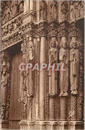 Cartes postales 273 chartres la cathedrale portail royal statues colonnes(xii s)