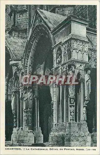 Cartes postales Chartres la cathedrale detail du portail nord