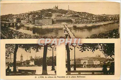 Cartes postales 31 lyon le coteau de fourviere et la place bellecour