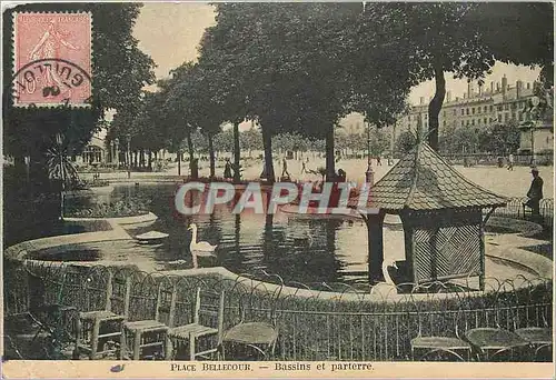 Cartes postales Place bellecour bassins et parterre