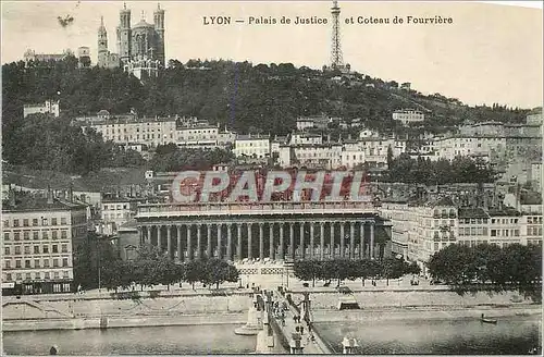 Cartes postales Lyon palais de justice et coteau de fourviere