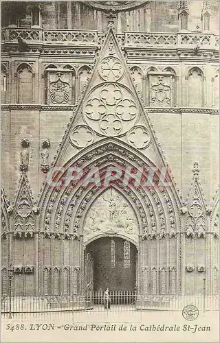 Cartes postales 5488 lyon grand portail de la cathedrale st jean