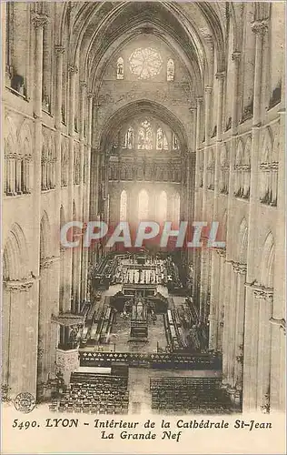 Cartes postales 5490 lyon interieur de la cathedrale st jean la grand nef