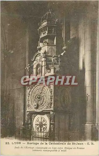 Cartes postales 23 lyon horloge de la cathedrale de st jean gb