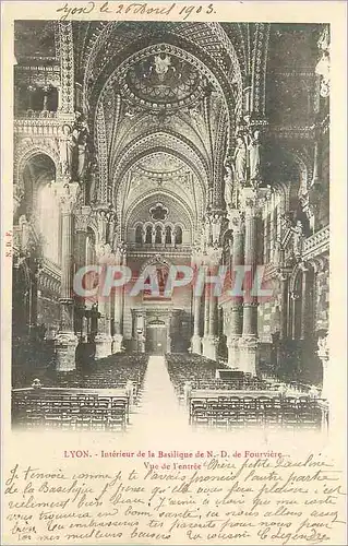 Ansichtskarte AK Lyon interieur de la basilique de n d de fourviere vue de l entree (carte 1900)