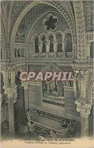 Cartes postales Lyon basilique de n d de fourviere tableau d orsel et tribune superieure