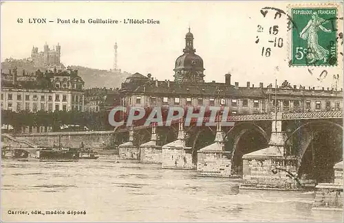 Cartes postales 43 lyon pont de la guillotiere l hotel dieu