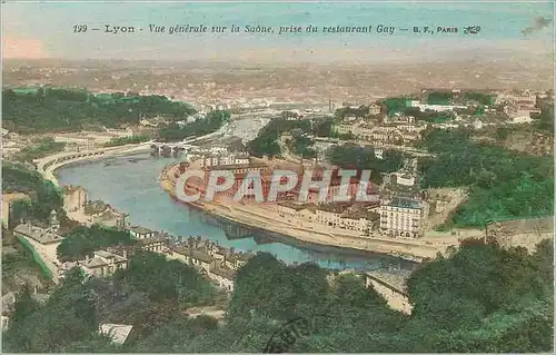 Cartes postales 199 lyon vue generale sur la saone prise du restaurant gay