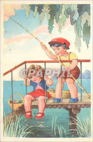 Cartes postales Enfants Peche