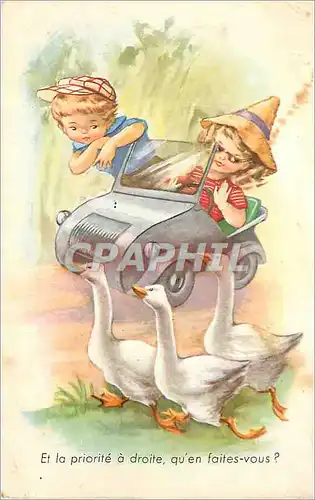 Cartes postales Enfants Automobile