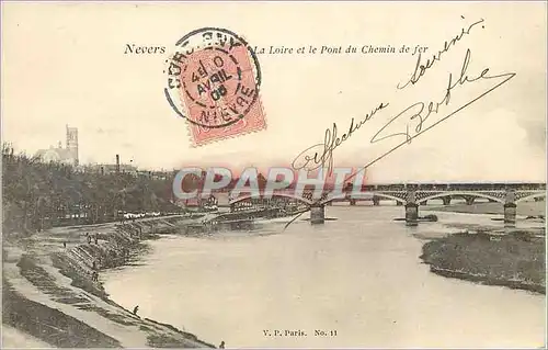 Cartes postales Nevers le loire et le pont du chemin de fer