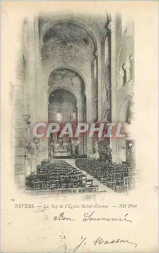 Cartes postales Nevers la nef de l eglise saint etienne (carte 1900)