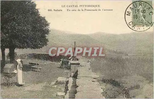 Cartes postales Le cantal pittoresque 666 salers un coin de la prommenade de l arrouze Poussette