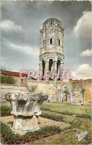 Moderne Karte 11019 charroux (vienne) restes du cloitre de l ancienne abbaye et tour charlemagne xi s(mon hist
