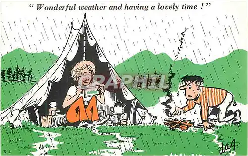 Cartes postales moderne Wonderful weather and having a lovely time ! Camping