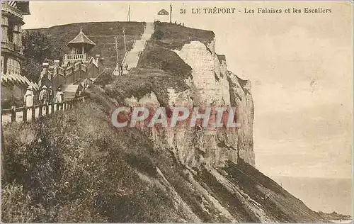 Cartes postales 34 le treport les falaises et les escaliers